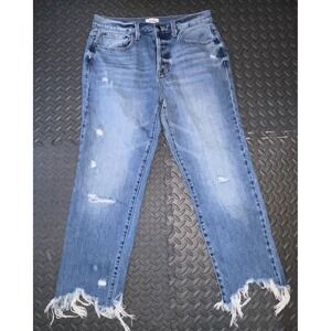 Pistola Women's Charlie Distressed high rise Frayed leg jean Button Fly Sz 29